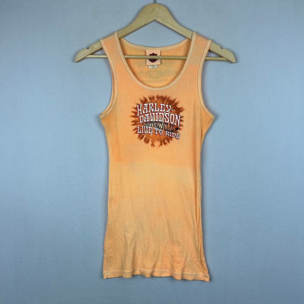 Harley Davidson Orange Stretch Tank Top Appleton WI Women's Size S/M